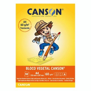 Bloco Vegetal Canson A4 50 Folhas 60g – Semitransparente, Neutro pH, Ideal p/ Desenho e Cópia em Oferta na Shopee