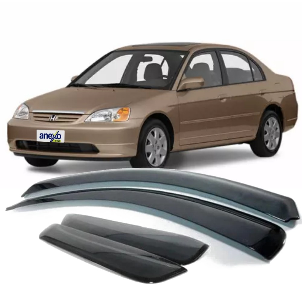 Calha de Chuva Honda Civic 2001 a 2006 Ecoflex 78.002A Defletor Janela Kit