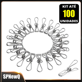 Kit 100 Peças Prendedor De Roupa 100% Inox Alta Qualidade em Oferta na Shopee