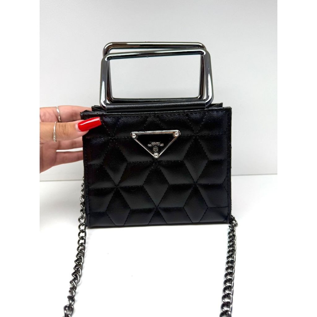 Bolsa Feminina Pequena Bordeaux Alça Corrente GRAFITE de Festa luxo casamento formatura balada . em Oferta na Shopee