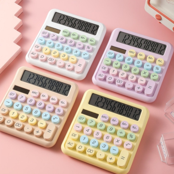 Calculadora Retrô Colorida Cores Candy12 Dígitos Grande Display Teclado Mêcanico Dot Porão