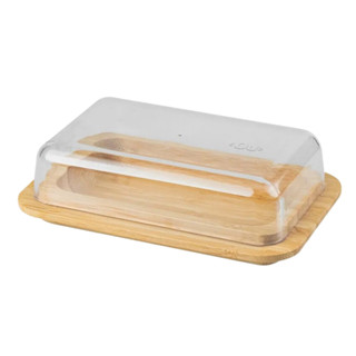 Manteigueira Porta Manteiga Em Bambu Com Tampa Em Acrílico Sense OU em Oferta na Shopee