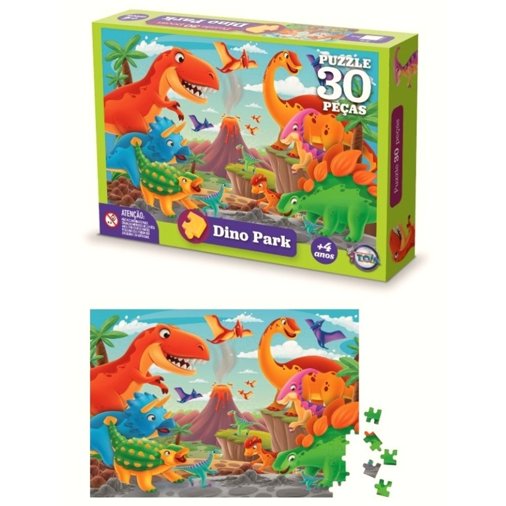 Jogo Quebra Cabeça Dinossauros Dino Park 30 Peças Toia