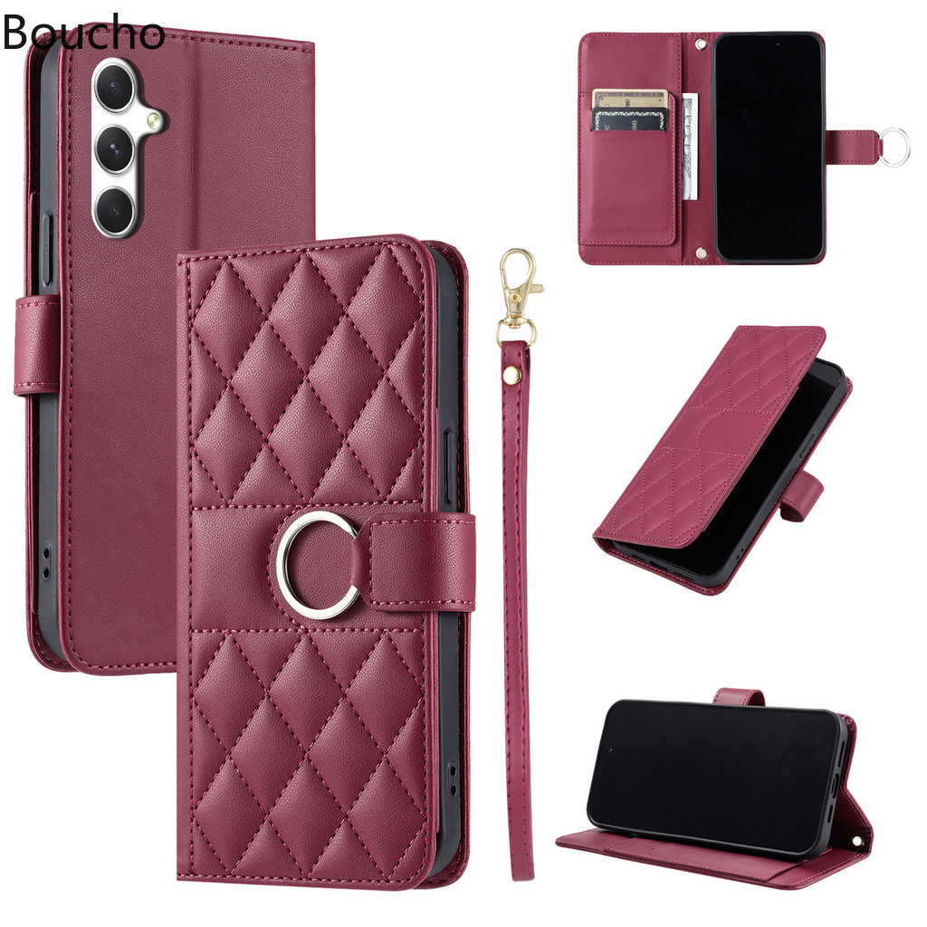 Para Samsung Galaxy A16 A06 A05 A05s A55 A15 A25 A35 A24 A14 A34 A54 A13 A23 A33 A53 A73 A12 A03 Capa Flip De Couro PU A