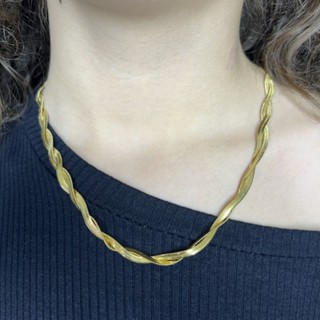 Corrente Cordão Aço Inoxidável Dourada Trançada 0.3mm 45cm