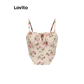 Lovito Regata Casual Ditsy Floral Com Renda Para Mulheres L77ED401