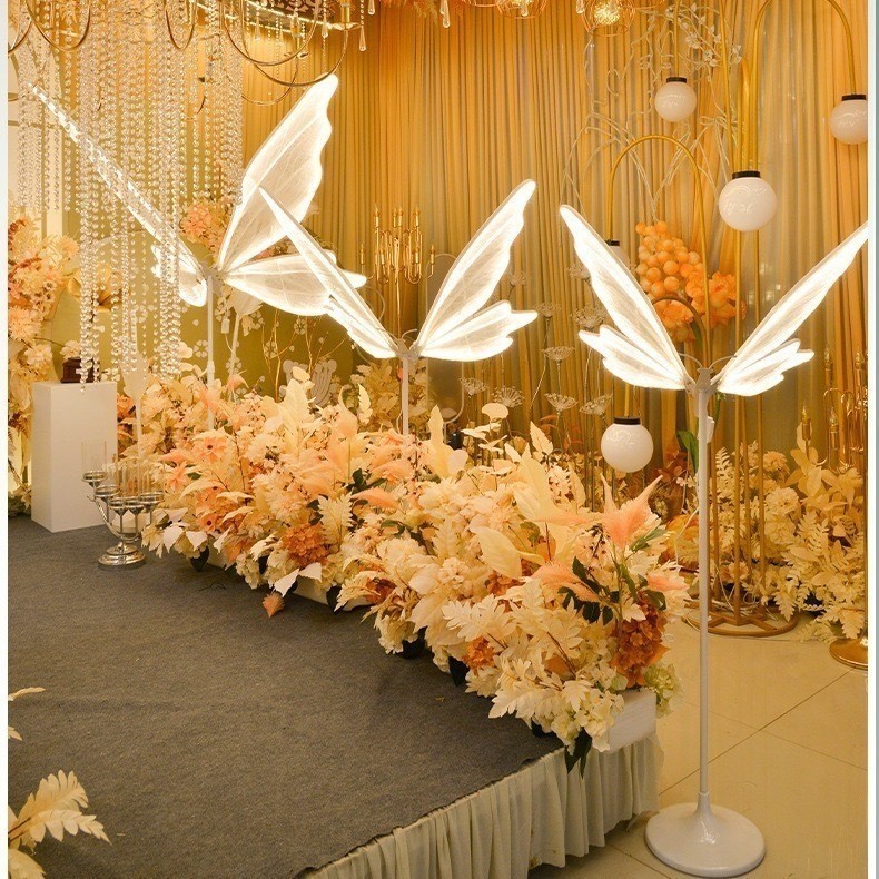 Adereços de casamento luminosos asas de borboleta pingente decoração de teto enfeites de palco de casamento em Oferta na Shopee