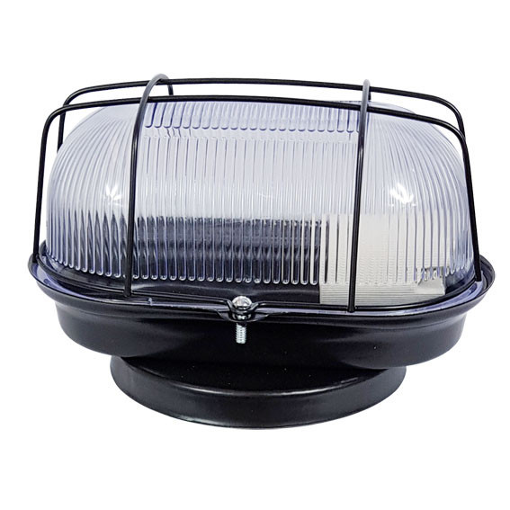 Arandela Luminária Oval Tartaruga Preta Aço Lente Cristal