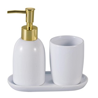 3 Peças para Banheiro Lyor Londres Branco Dourado