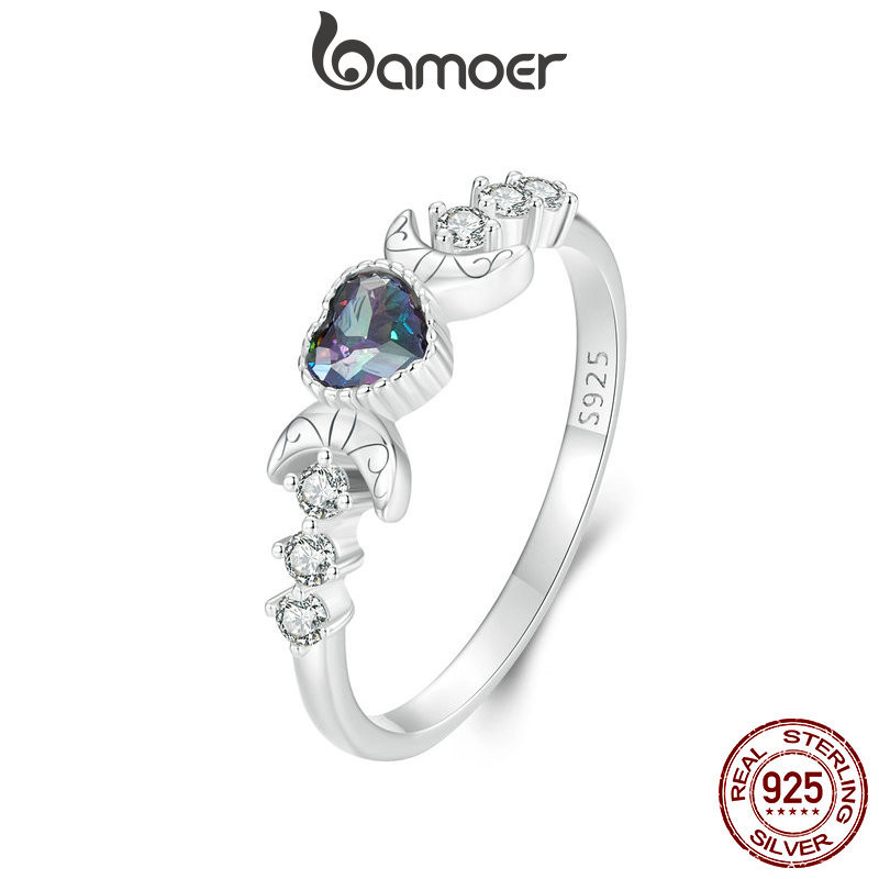 Bamoer 925 Sterling Sliver Ring Moon Design De Jóias De Moda Requintada Presentes Para Mulheres - Fashion Accessories