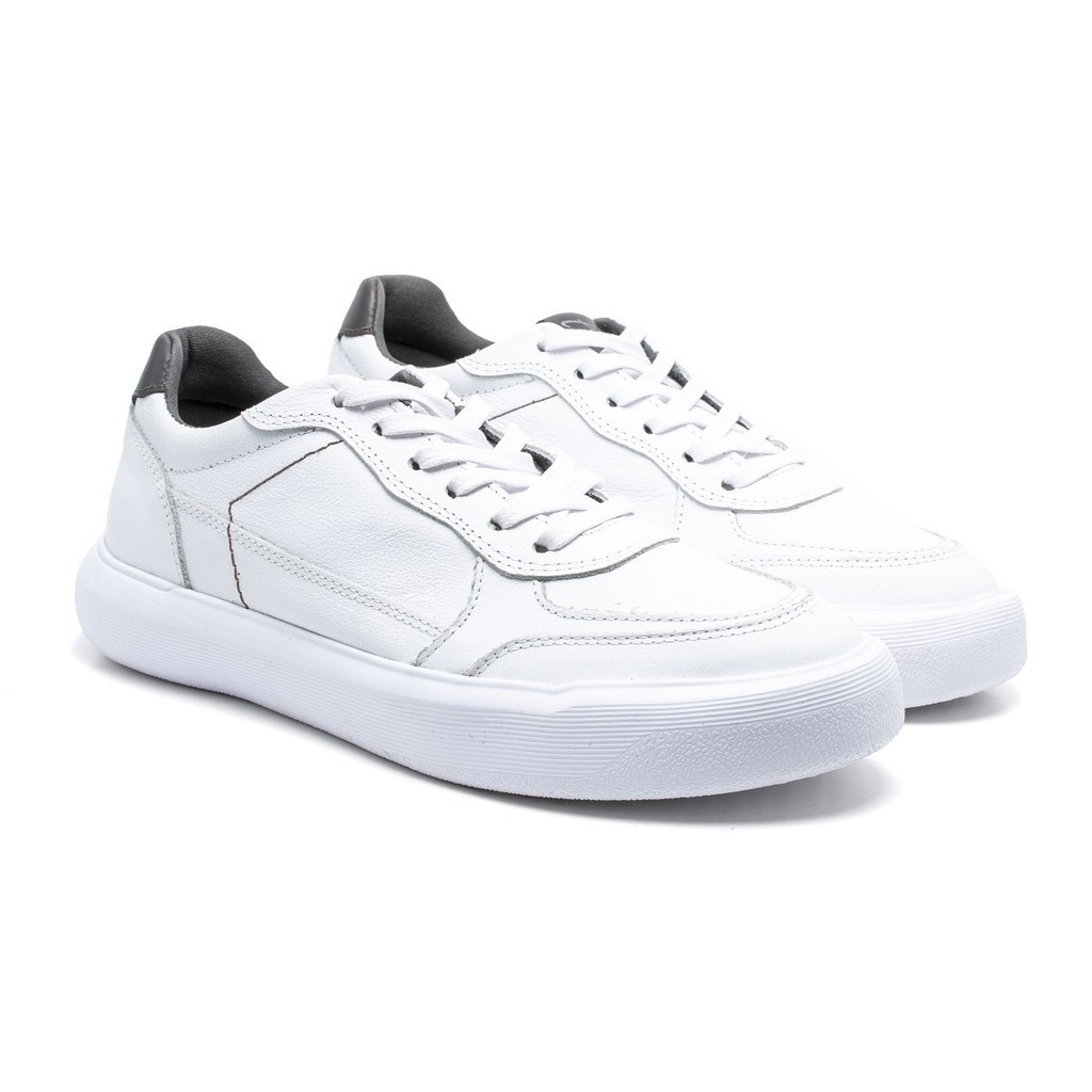 Tênis Casual Couro Masculino Sapatênis Solado Flat Emborrachado Amarração Confortável