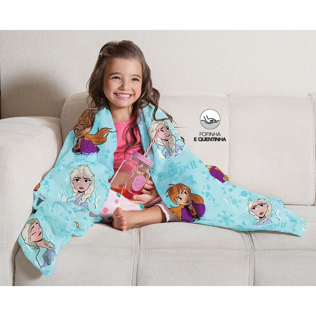 Manta Infantil Lepper Microfibra 100% Poliéster Ideal para Sofá/TV 1,25m x 1,50m Personagens