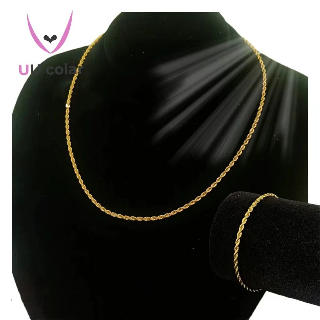 Kit de Pulseira e Colar em Cordão de Aço/Dourado Prata - Diversos Comprimentos Disponíveis