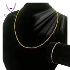 Kit de Pulseira e Colar em Cordão de Aço/Dourado Prata - Diversos Comprimentos Disponíveis