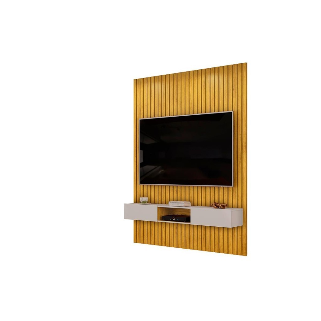 Detalhes do Painel com Bancada para TV até 65 Polegadas Ripado DJ Móveis Trento 183 Cedro Bali