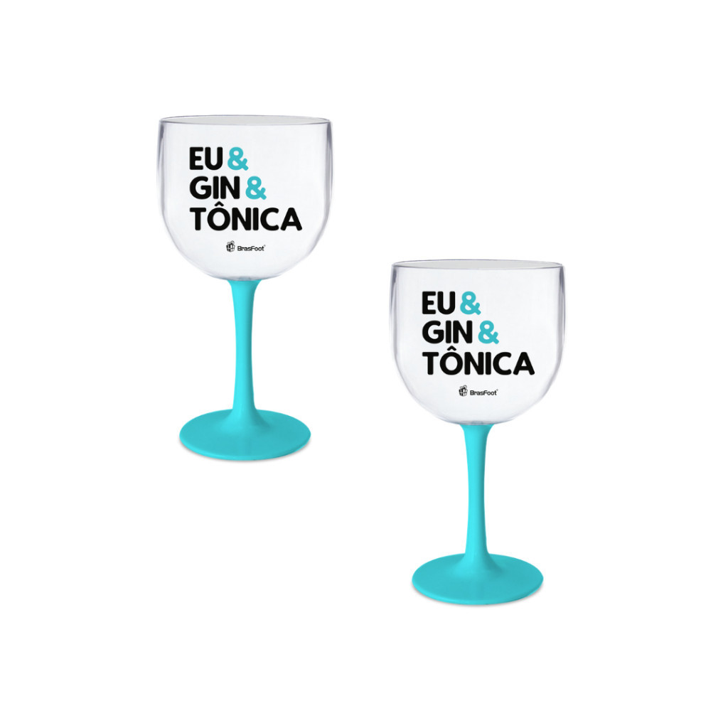 Taça Plástica para Festas - Drinks Coquetéis Gin 580 ml Marca Brasfoot – Tema Eu & Gin & Tônica