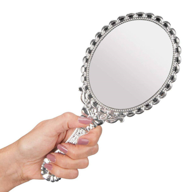 Espelho de Mão Princesa Dobravel Prata