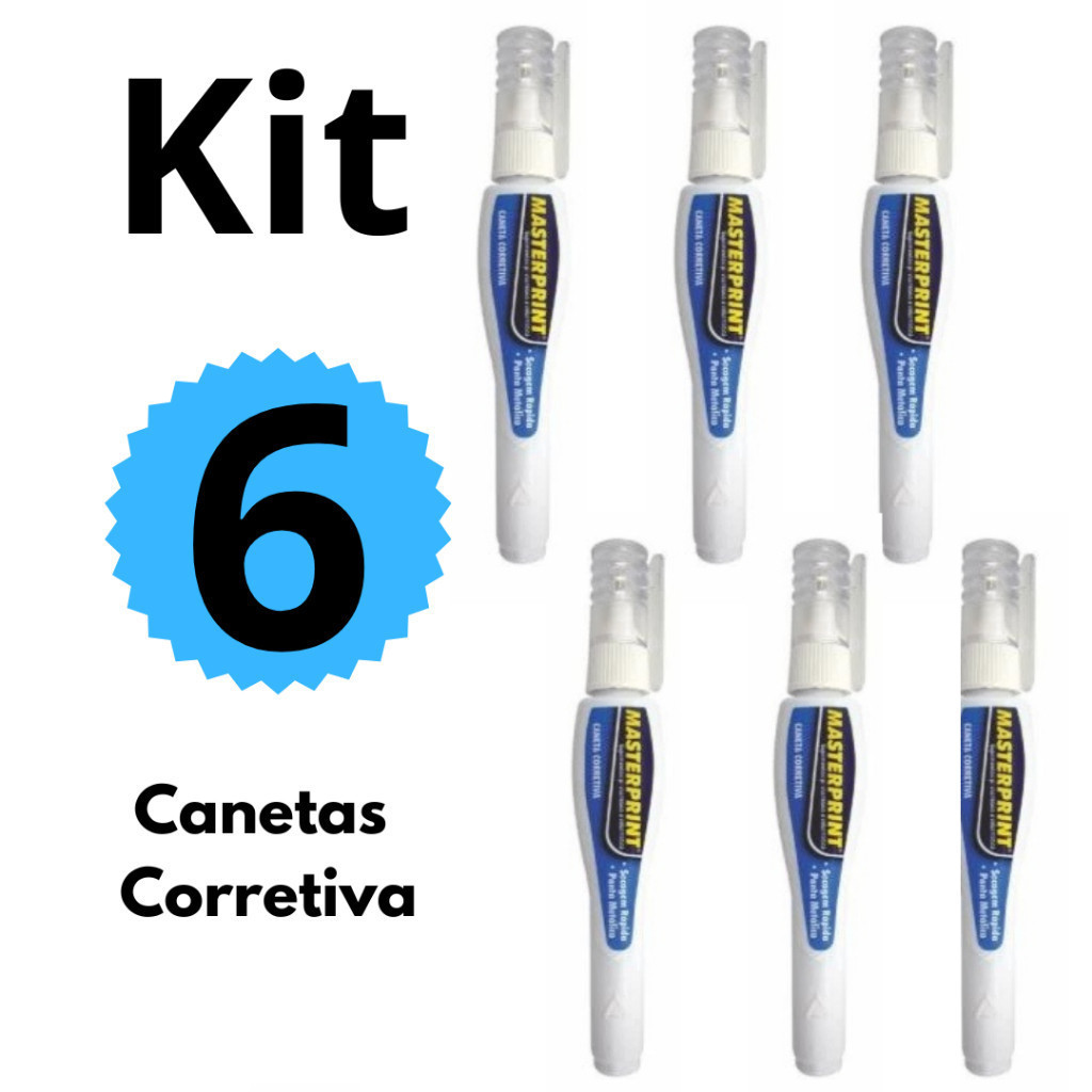 kit 6 Corretivos em Caneta 7ml Canetas Corretiva Masterprint em Oferta na Shopee