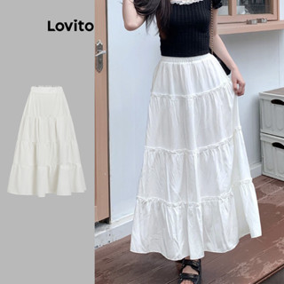 Lovito Saias Boho Simples Em Camadas Com Babados Para Mulheres L80ED212