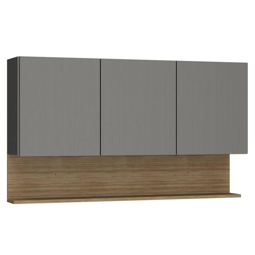 Armário Aéreo 120cm 3 Portas Lina Z06 Gris/Freijó - Mpozenato em Oferta na Shopee