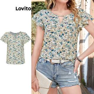 Lovito Boho Blusa com Estampa Floral para Mulheres L74ED075