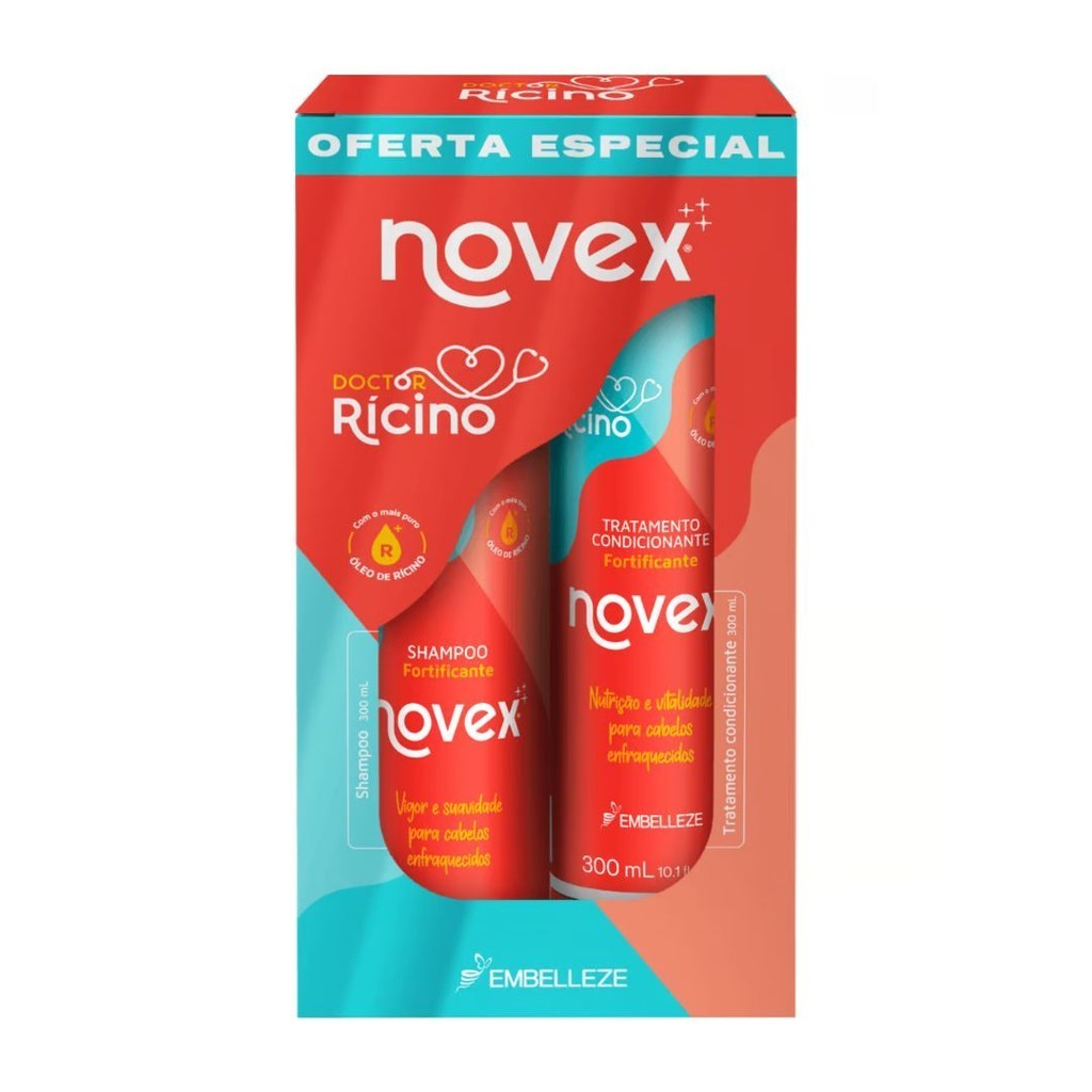 Kit Novex Doctor Rícino Shampoo + Condicionador 300ml Crescimento Fortalecimento Embelleze em Oferta na Shopee