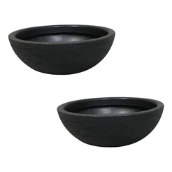Kit 2 Vasos Bacia para Plantas Preto de Polietileno 32x11 cm