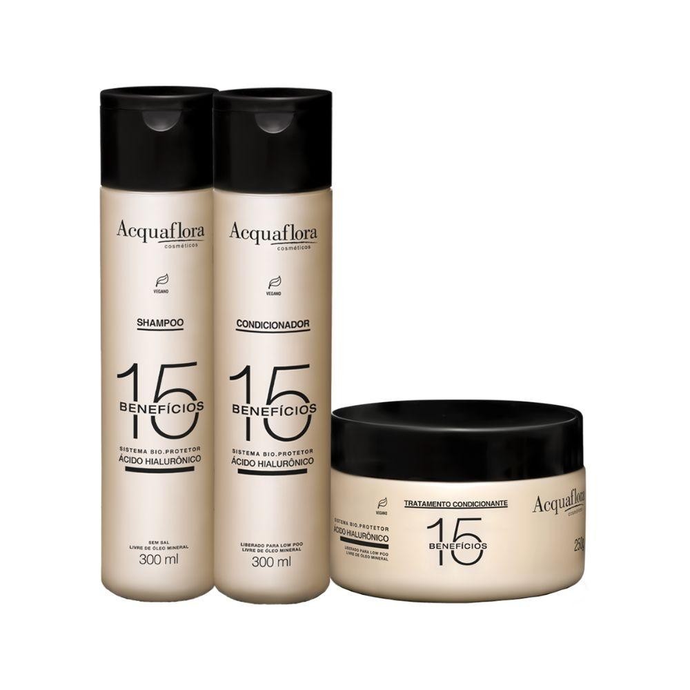 Kit Acquaflora 15 Beneficios (Shampoo, Condicionador e Máscara) - Beauty