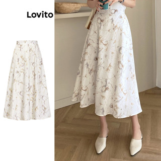Lovito Saia Elegante com Padrão Geométrico para Mulheres L73AD051