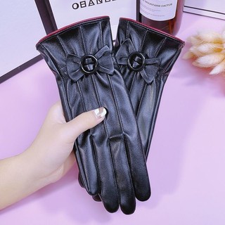 Luvas Femininas De Couro Com Touch Para Inverno/Forro Flexível
