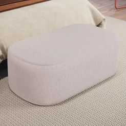 Puff Decorativo Orgânico Para Living Quarto 100cm Doha W01 Linho Bege - Lyam Decor