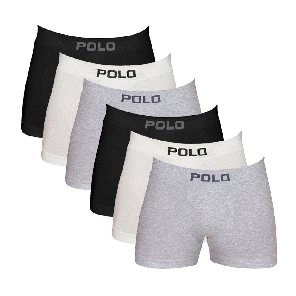 Kit 6 Cuecas Polo 781 Algodão Boxer Sem Costura Sortido