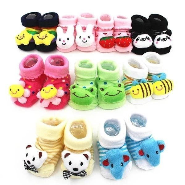 Kit 5 Pares De Meias Infantil Bebê Pantufa 3D Bichinho Meia Recém Nascido/Menina/Menino RN em Oferta na Shopee