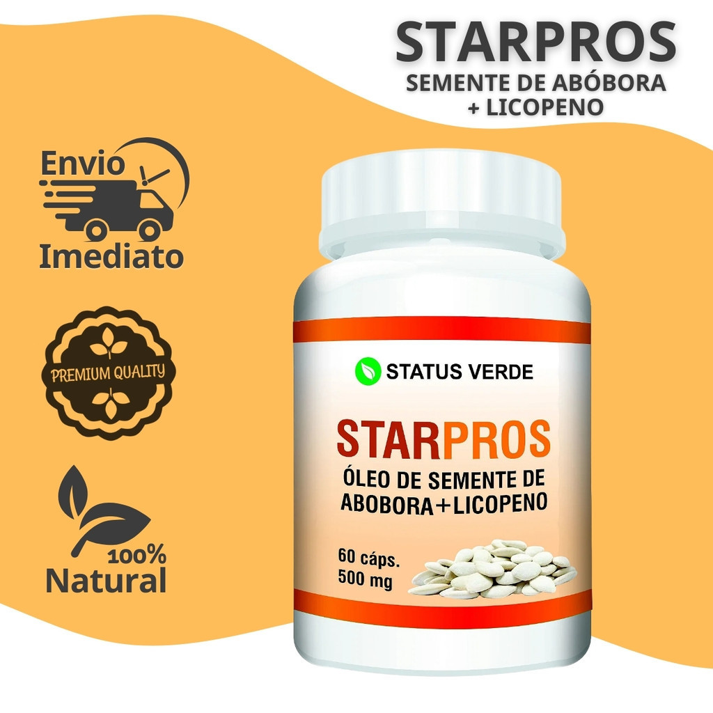 Starpros Óleo de Semente de Abóbora + Licopeno - 60 Cáps de 500mg