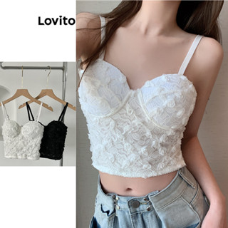 Lovito Regata feminina casual com estrutura floral LNE52374