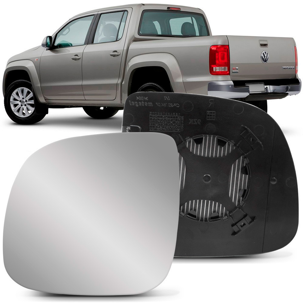 Lente do Retrovisor com Base Amarok 2010 a 2017 com Desembaçador Metagal Lado Esquerdo (Motorista)