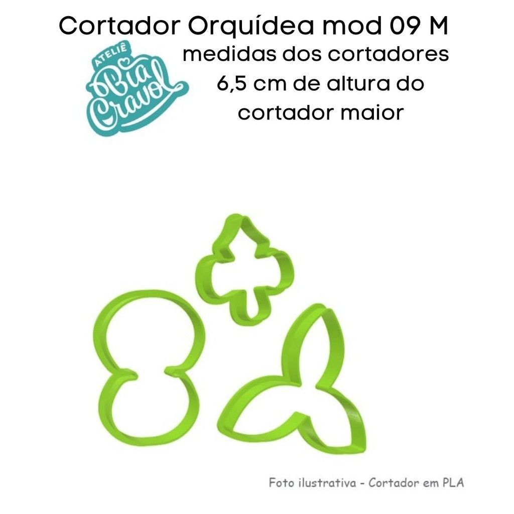 Cortador de Porcelana Fria - Orquídeas Mod 09 M - 6,5 cm - Bia Cravol