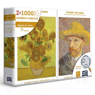 KIT 2 QUEBRA CABEÇAS RETRATO E GIRASSÓIS VINCENT VAN GOGH 1000 PEÇAS TOYSTER OBRAS DE ARTE PUZZLE em Oferta na Shopee