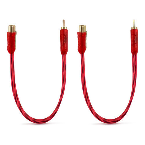 KIT 2 CABO Y RCA CRISTAL MATTE 2 FÊMEAS 1 MACHO E-TECH INJETADO PARA SOM AUTOMOTIVO