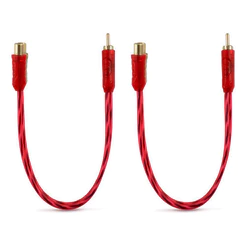 KIT 2 CABO Y RCA CRISTAL MATTE 2 FÊMEAS 1 MACHO E-TECH INJETADO PARA SOM AUTOMOTIVO