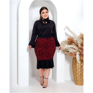 Saia Plus Zise Midi Feminina Evangélica Tubinho com Elastano Estica Cintura Alta Oferta em Oferta na Shopee