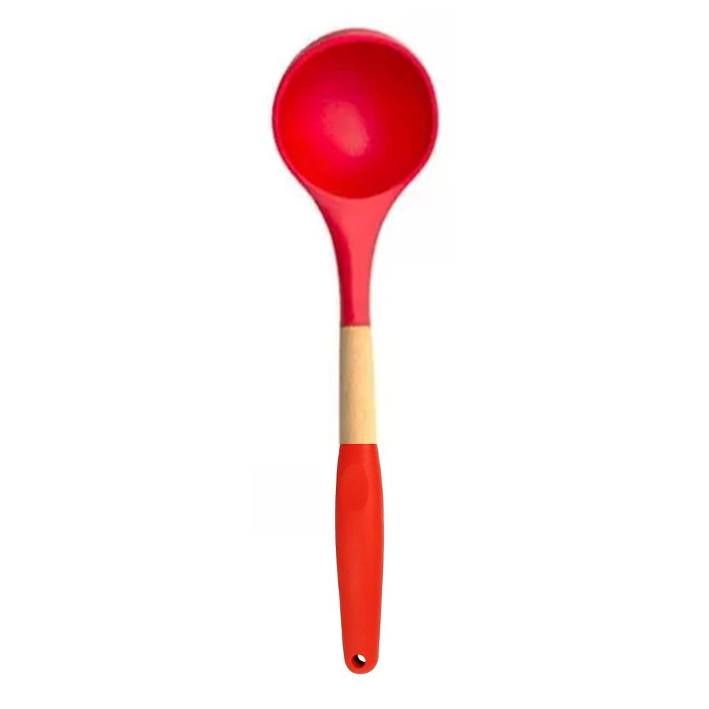 Concha de Feijão Silicone Cabo Madeira Removível 32cm Utensílio Em Casa Tem