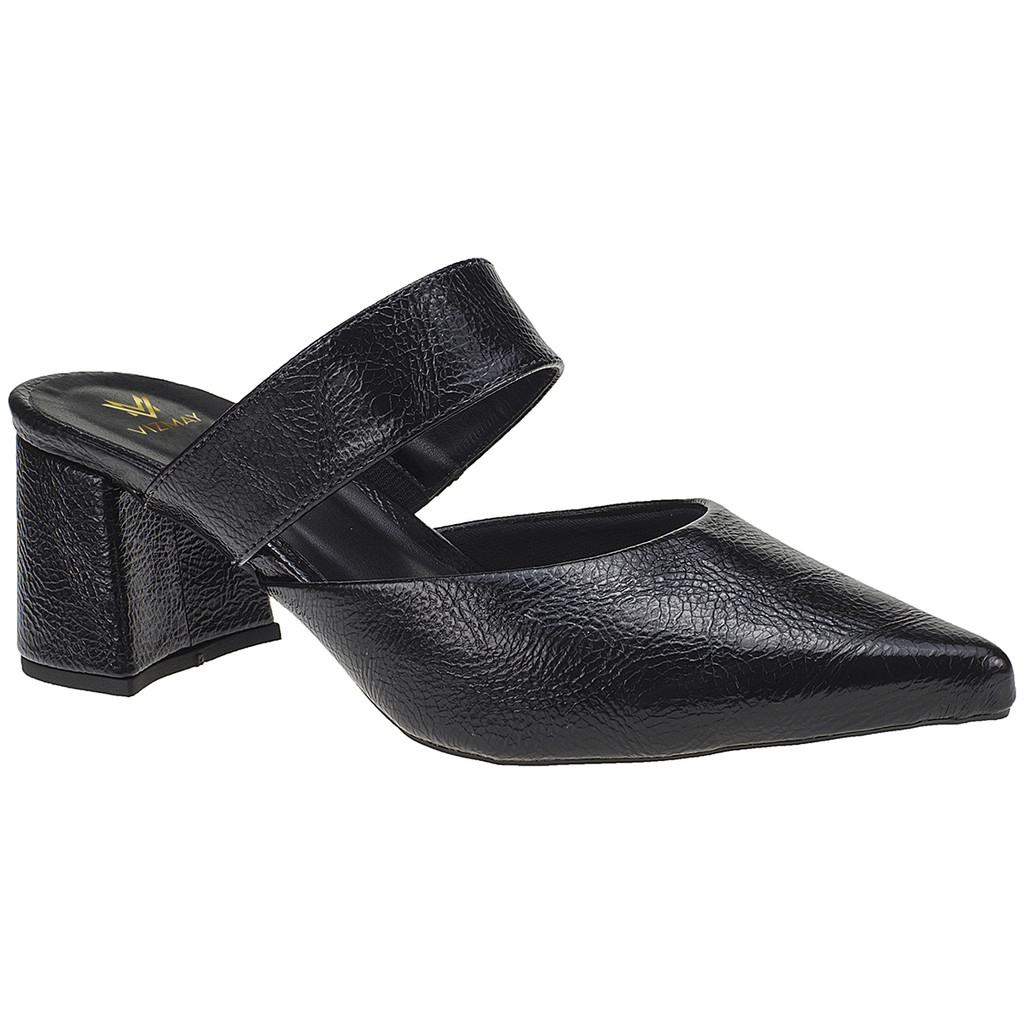 Scarpin Feminino Mule Social Salto Bloco Tamanco Bico Fino 0001