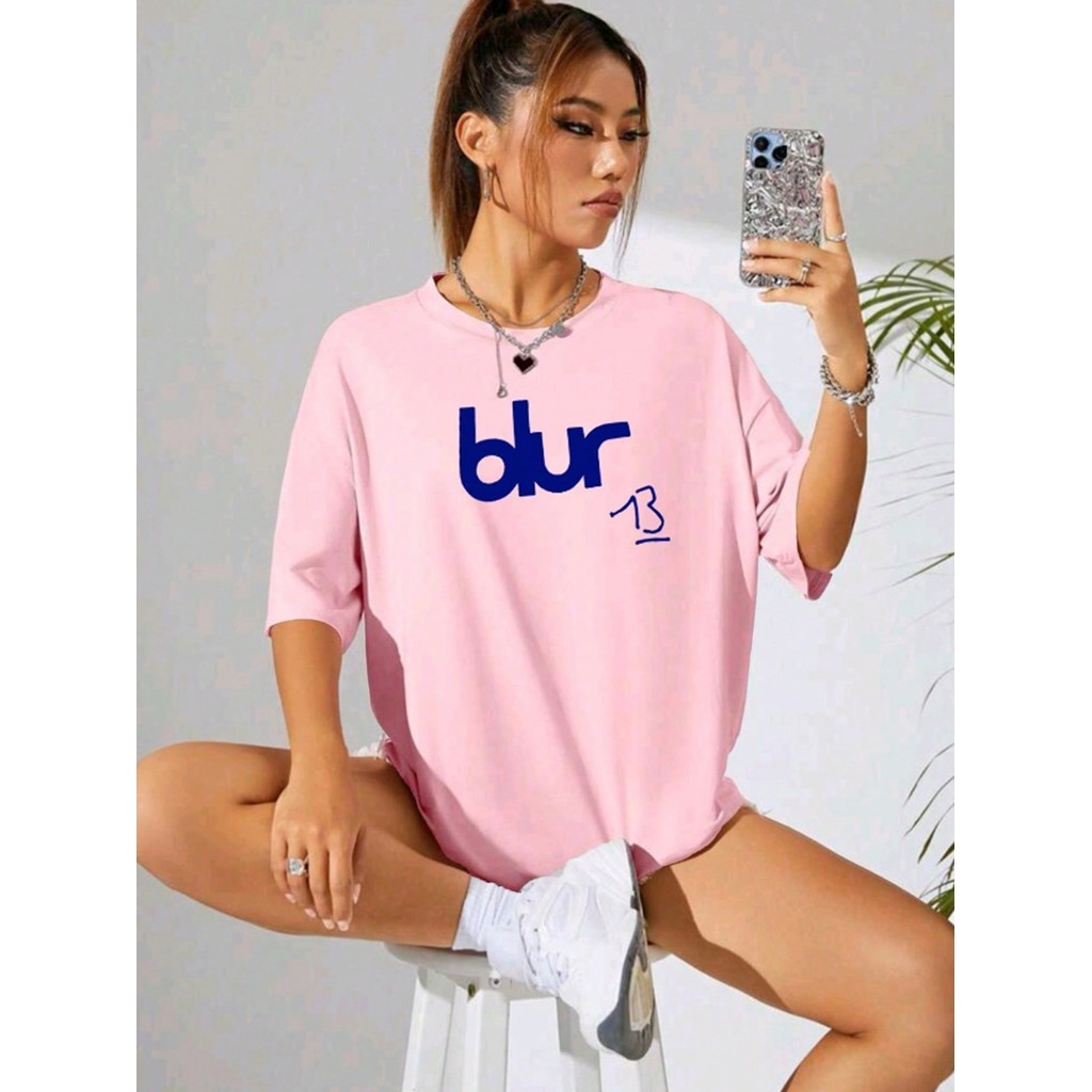 Blusa Moda Gringa Modelo Oversized Rosa Bebê Confortável Faculdade Tecido Macio Estampada