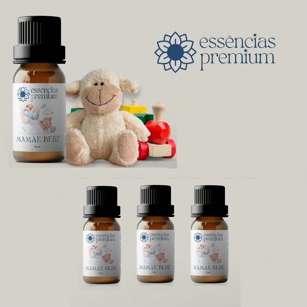 Kit 03 Essências de MamãeBebê Para Aromatizador e Difusor de Ambiente 15 ml