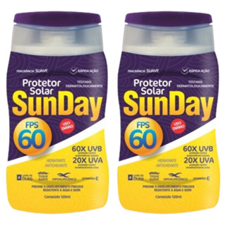 Kit 2 Protetores Solares Sunday FPS 60 Nutriexpara Proteção contra Raios UV Rápida Ação Hipoalergênico Fragrância Suave