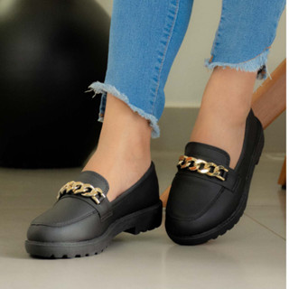 Mocassim Feminino Preto Corrente Moda Modesta Modelo Tradicional Sola Confortável em Oferta na Shopee