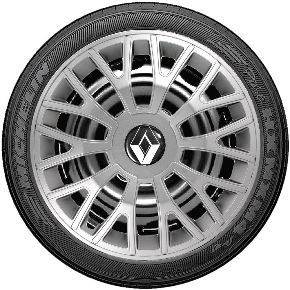 Kit  4 Calotas Esportivas Aro 13/ 14 Prata Compatível com  Scenic Logan Sandero Stepway Megane Clio Fluence Symbol Scala em Oferta na Shopee