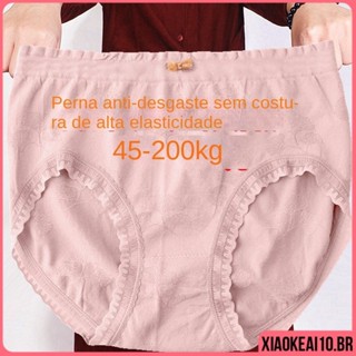 (45 ~ 200KG) G3 Renda Conforto Shorts Calcinha Plus Size de algodão de Cintura Alta Segura Barriga Algodão Largo 56