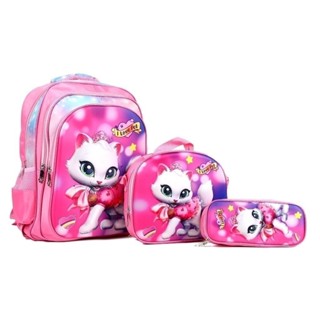 Kit Escolar Infantil Bolsa Lancheira Estojo Estampas 3D Menina e Menino com luzes